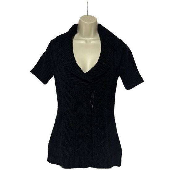 BCBG MAXAZRIA Women’s Black Short Sleeved Sweater Size Small - Picture 1 of 12